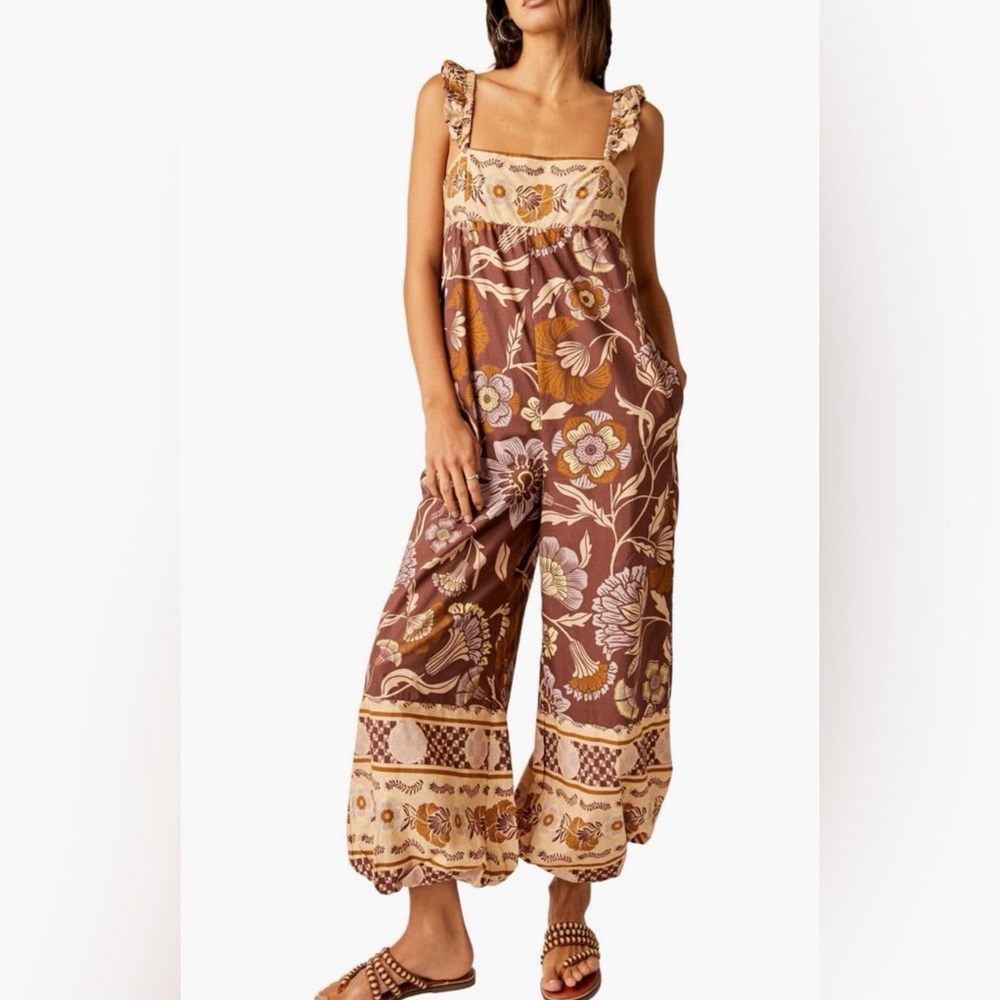 Free People Bali Albright Floral Cotton Jumpsuit